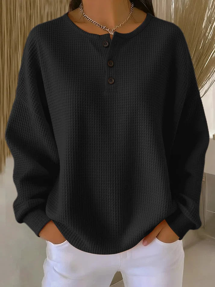 Vincenza | Sudadera con cuello henley en relieve