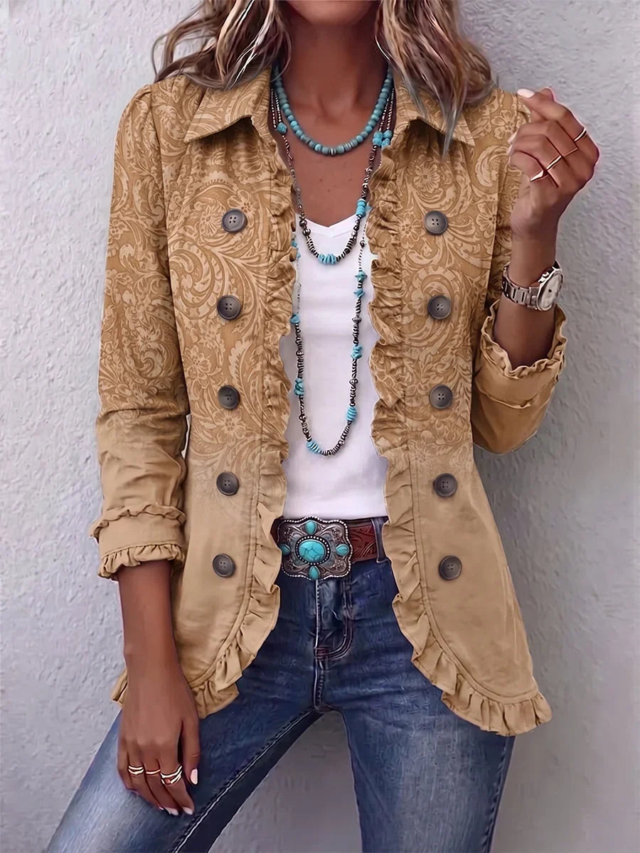 Giuseppina | Chaqueta con estampado en relieve y volantes