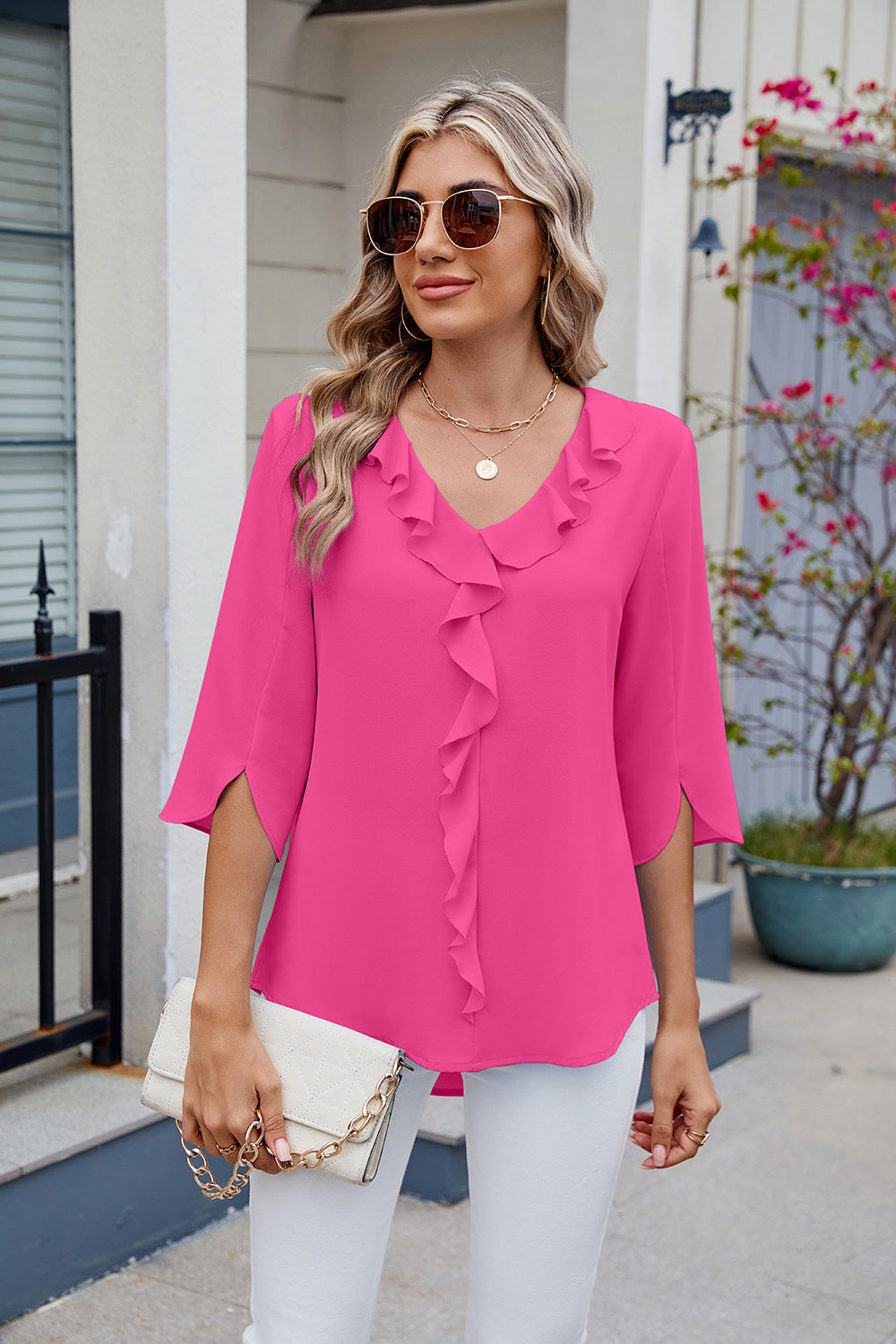 Bibiana | Blusa con volantes y escote en pico
