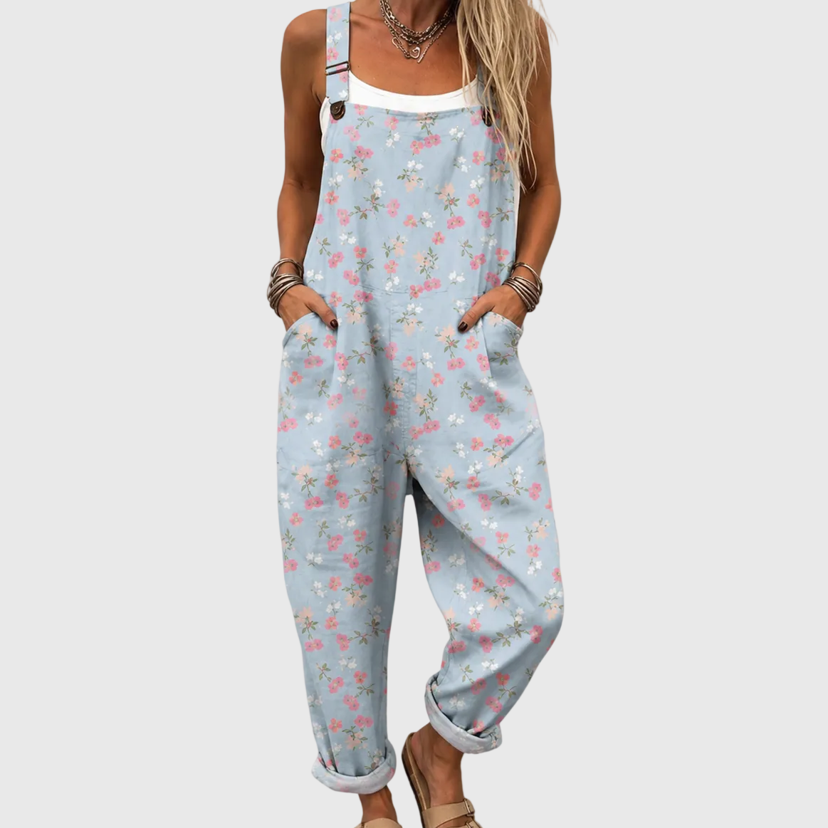 Azucena | Peto azul claro con estampado floral