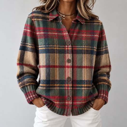 Gloria | Cárdigan de cuadros multicolor con botones