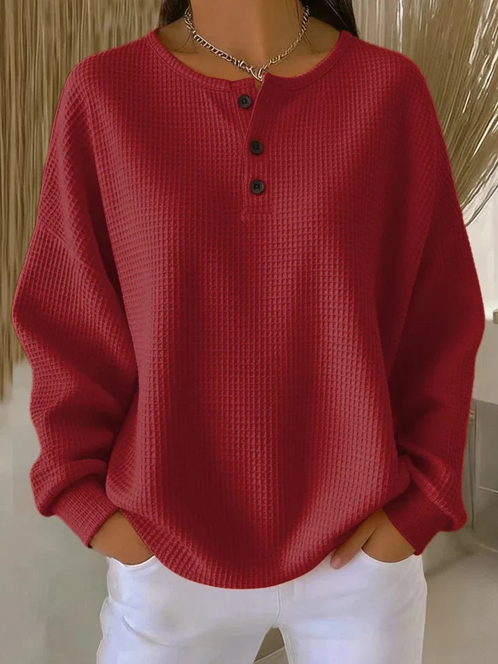 Vincenza | Sudadera con cuello henley en relieve