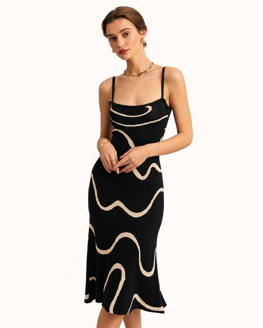 Vestido Silvia midi de punto con bajo en forma de sirena