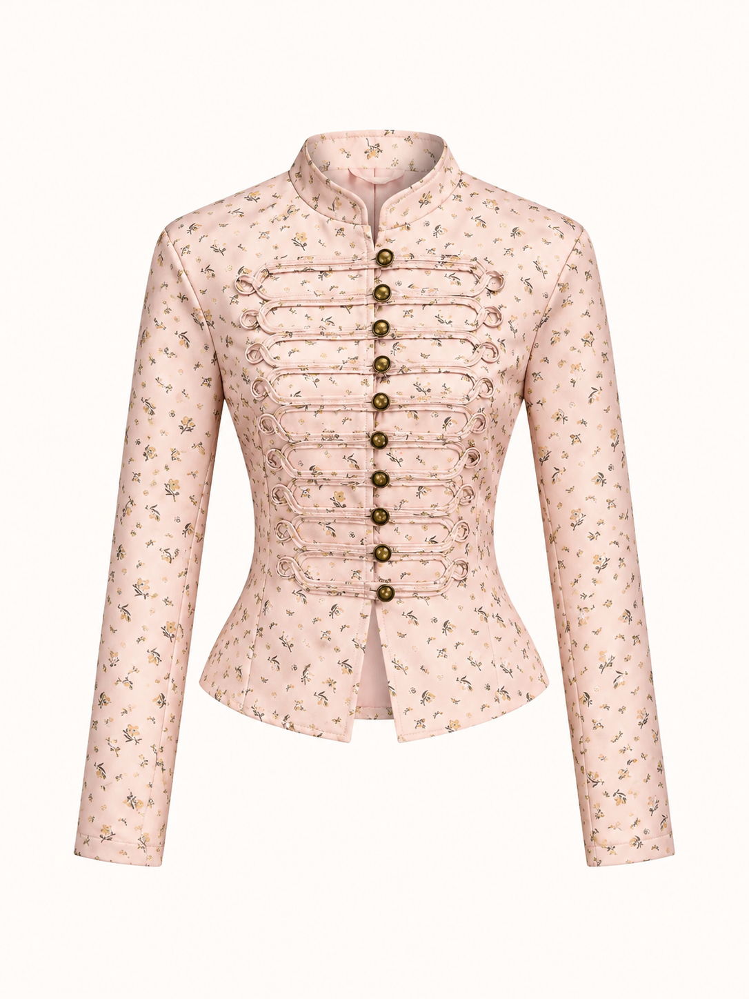 Chaqueta Napoleón con cuello mao y estampado floral discreto