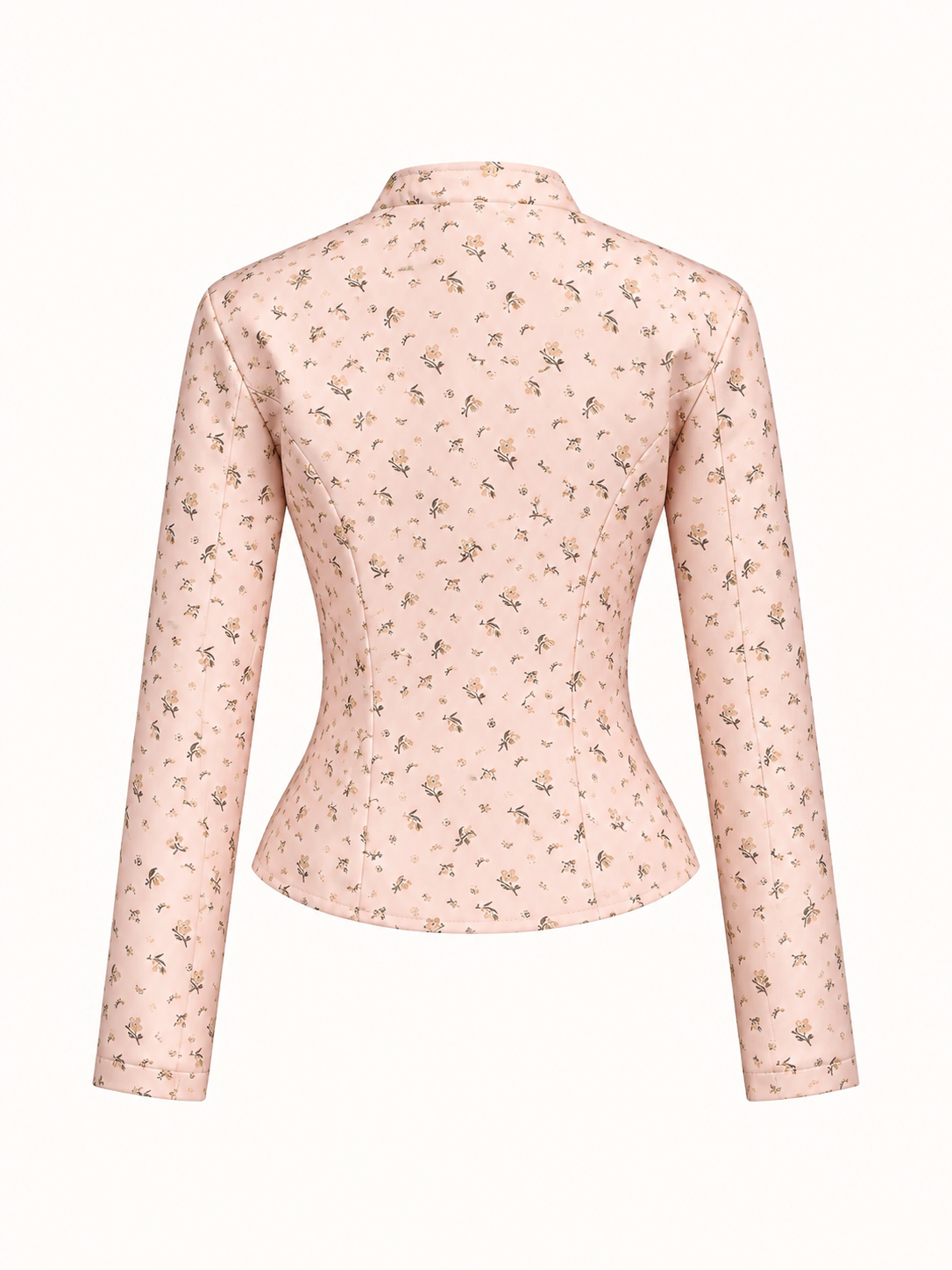 Chaqueta Napoleón con cuello mao y estampado floral discreto