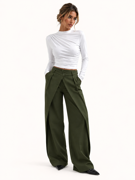 Pantalones Olivia de corte ancho con cruzado en la cintura