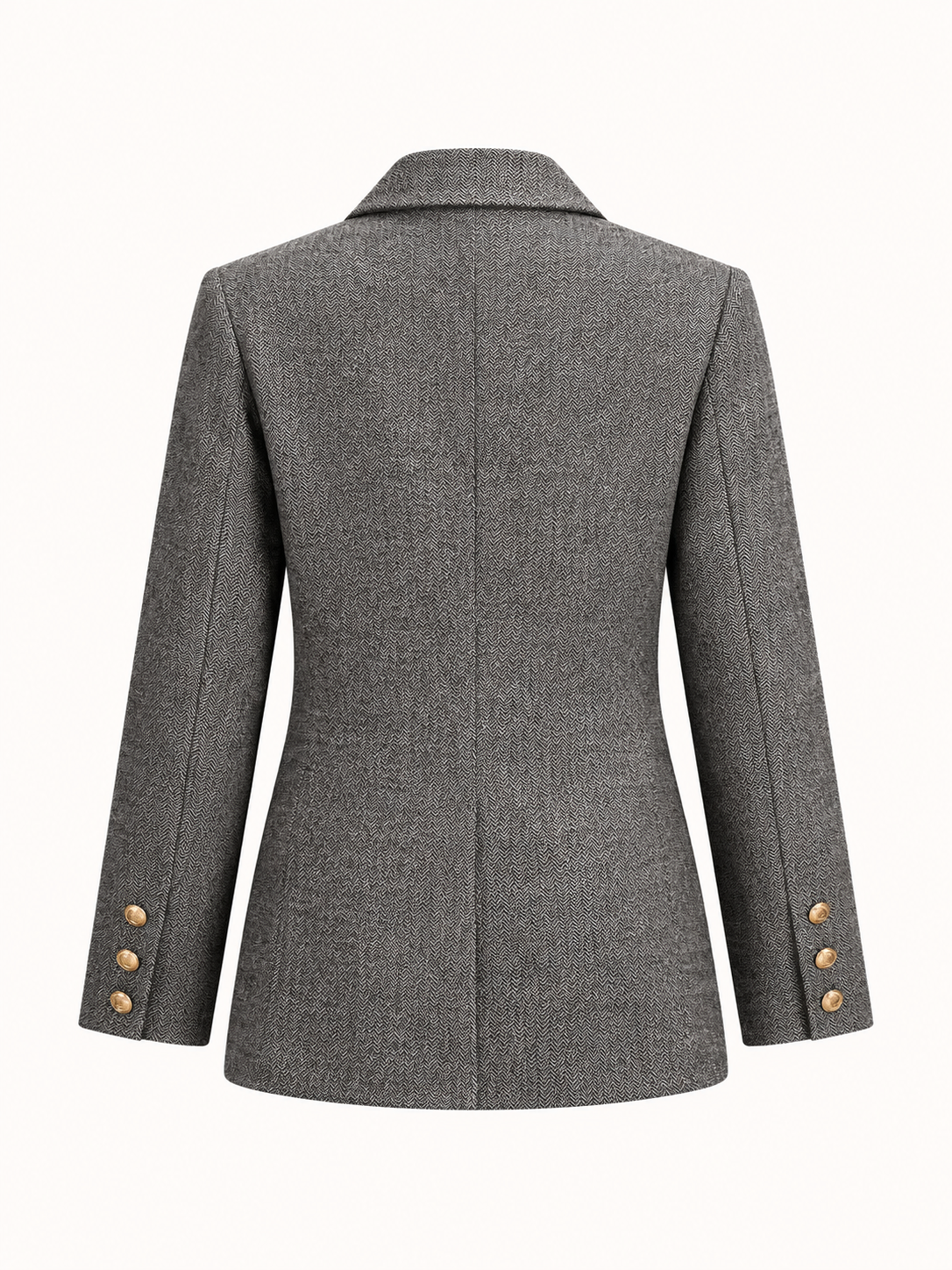 Blazer Eva de mezcla de lana con diseño en espiga y doble botonadura