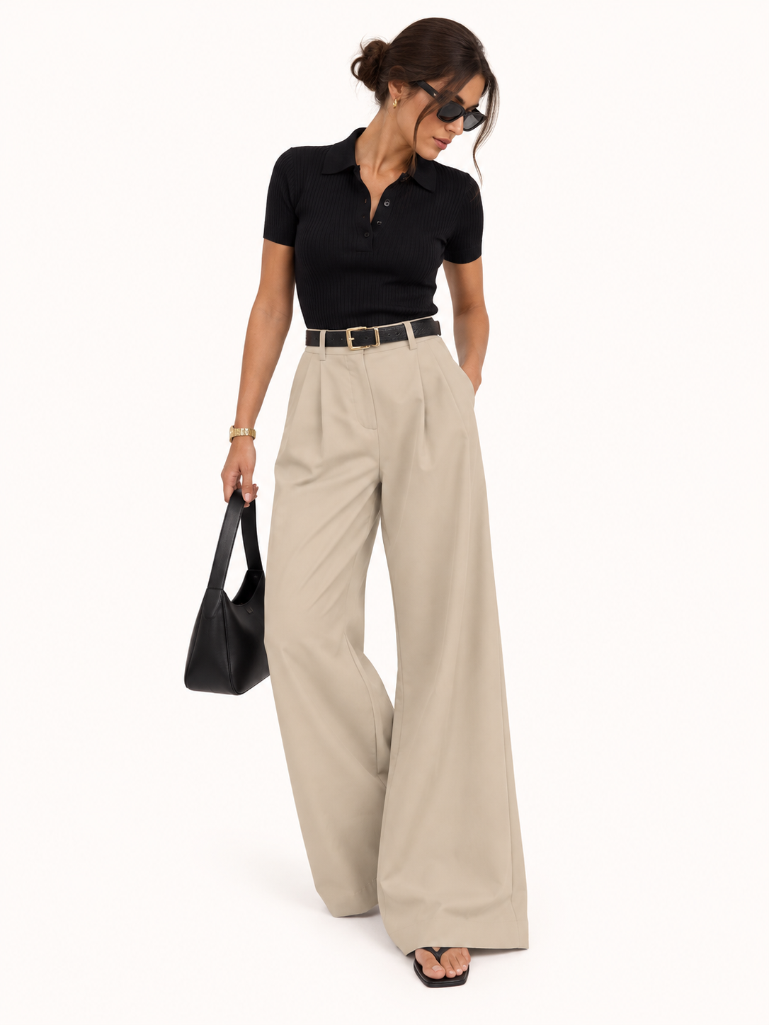 Pantalones Jimena de corte ancho lisos