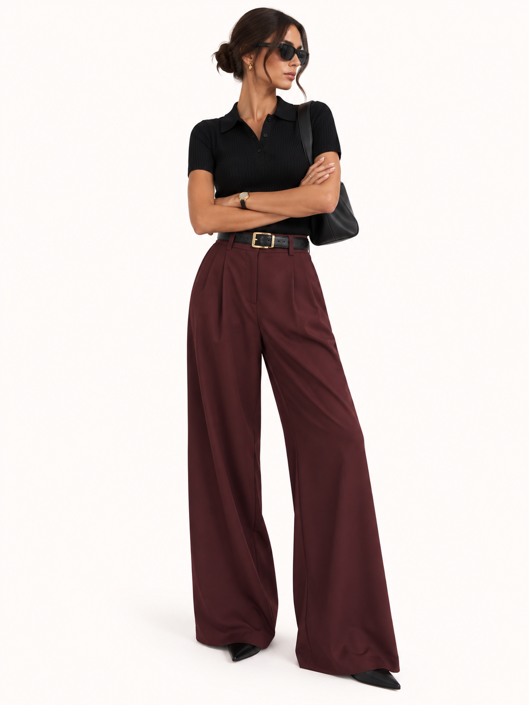 Pantalones Jimena de corte ancho lisos