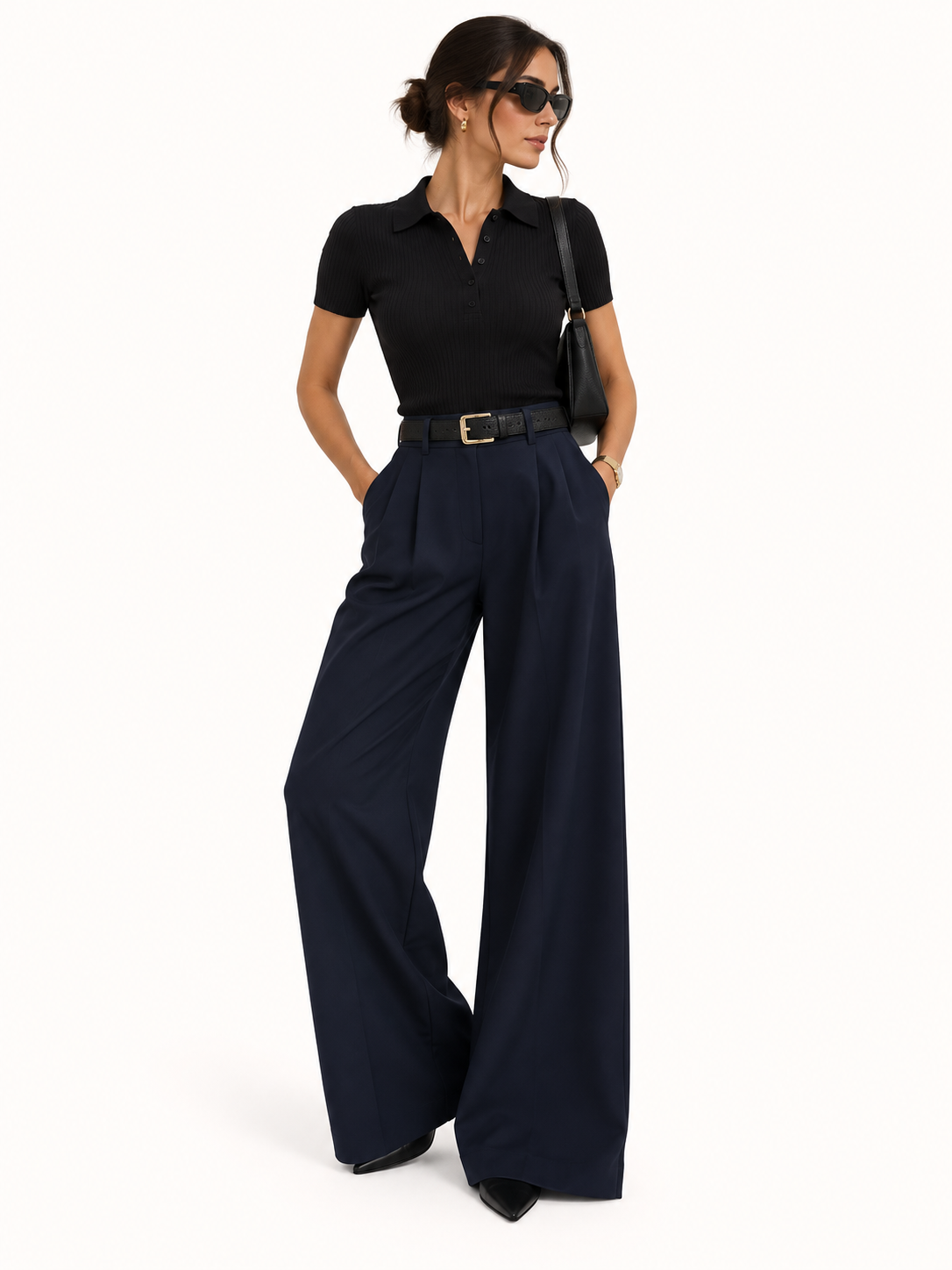 Pantalones Jimena de corte ancho lisos