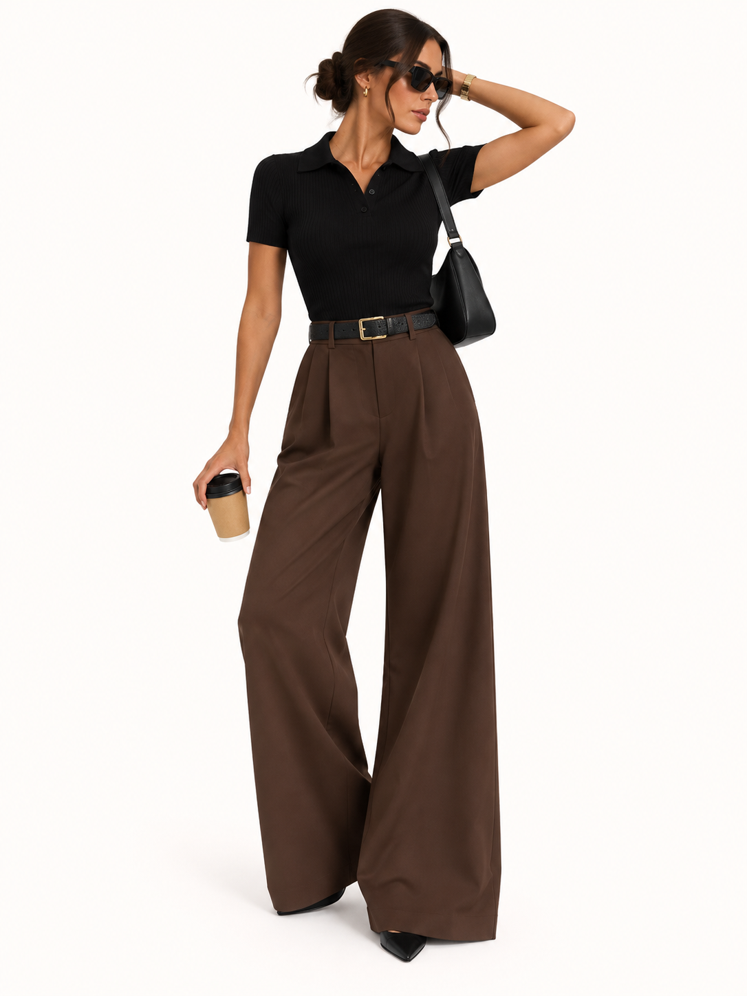 Pantalones Jimena de corte ancho lisos