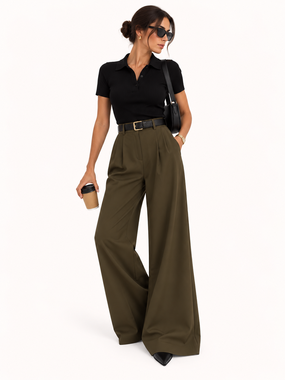 Pantalones Jimena de corte ancho lisos
