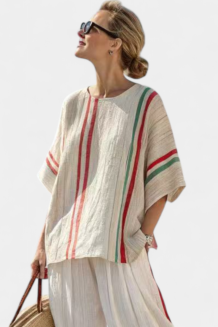 Truvane | Conjunto de blusa bohemia estampada y cómoda y pantalones anchos