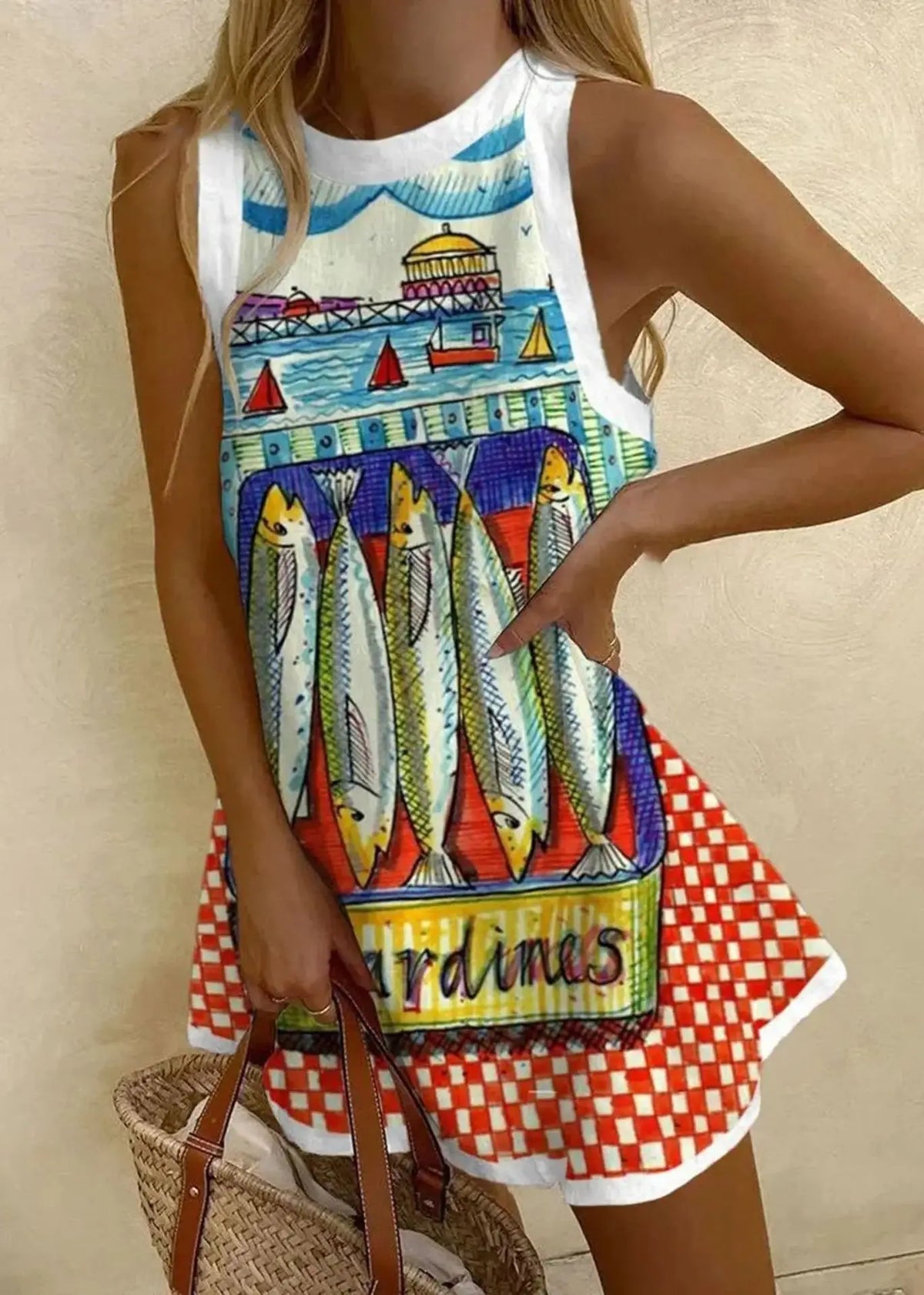 Jasmine | Minivestido sin mangas, estampado bohemio de corte a