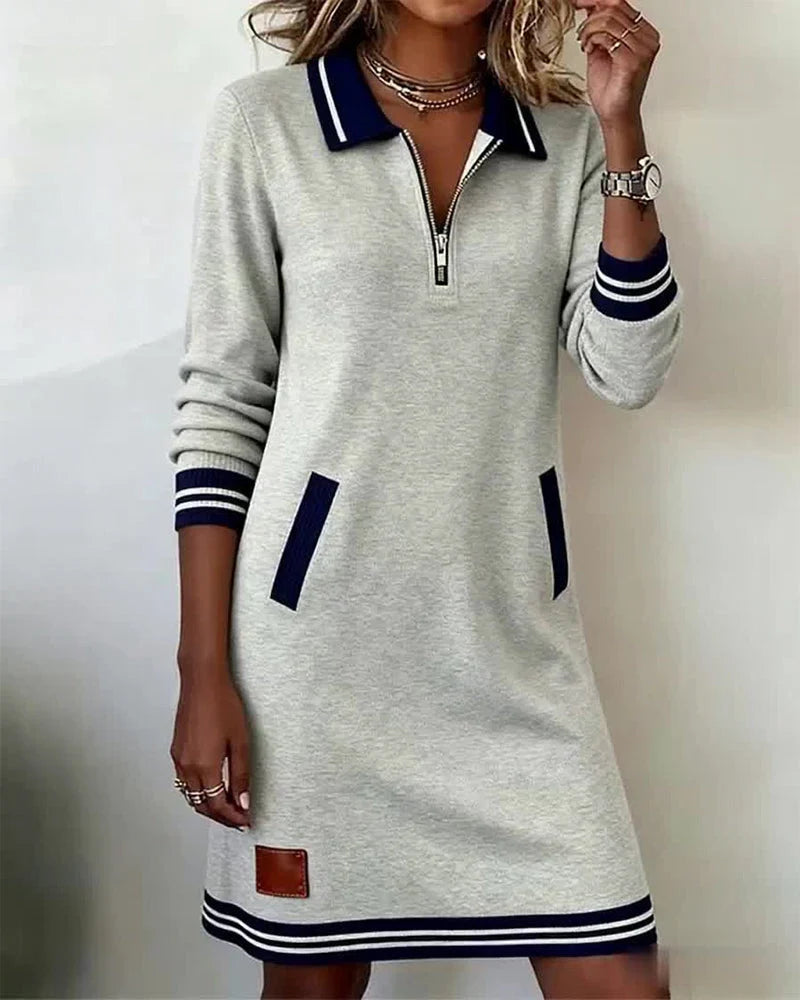 Noelia | Vestido casual de manga larga con cremallera