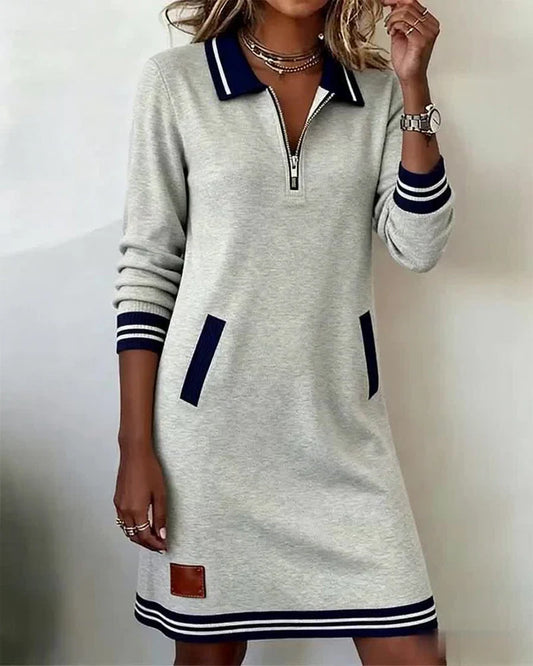 Noelia | Vestido casual de manga larga con cremallera