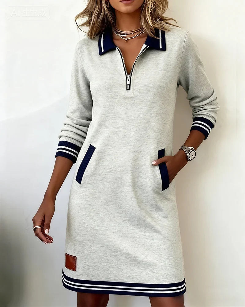 Noelia | Vestido casual de manga larga con cremallera