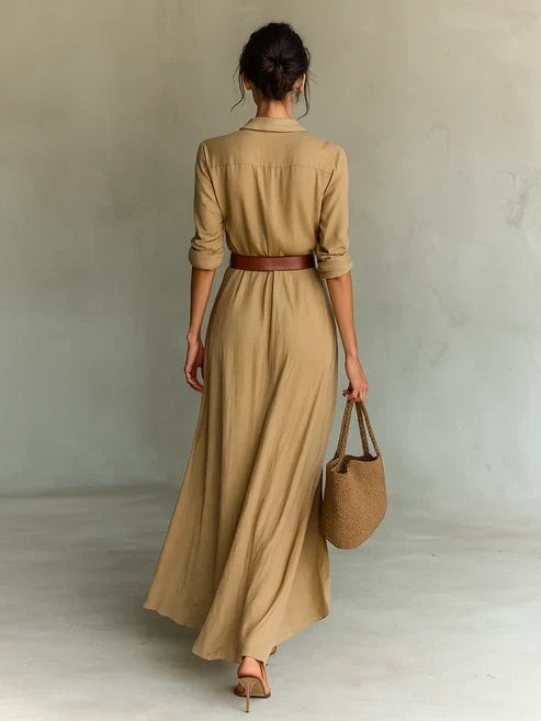 Costanza | Vestido largo con cuello de solapa