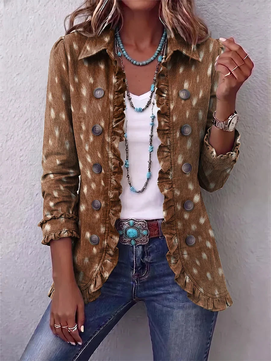 Patrizia | Chaqueta con estampado moteado y volantes