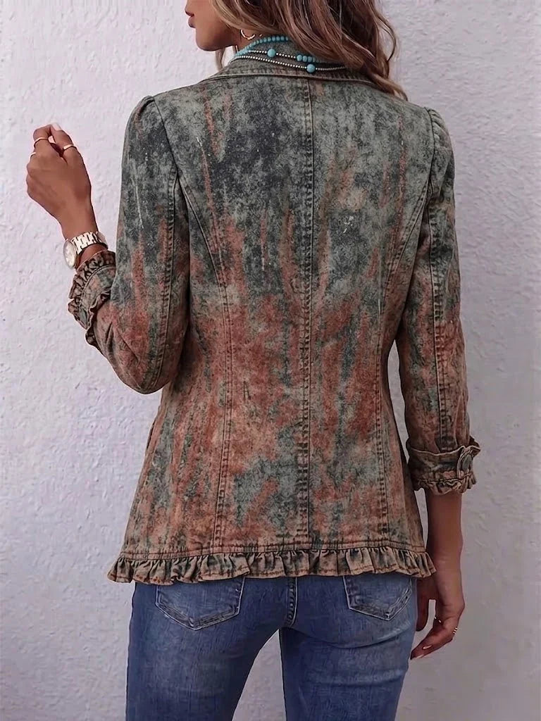 Silvana | Chaqueta texturizada degradada con volantes