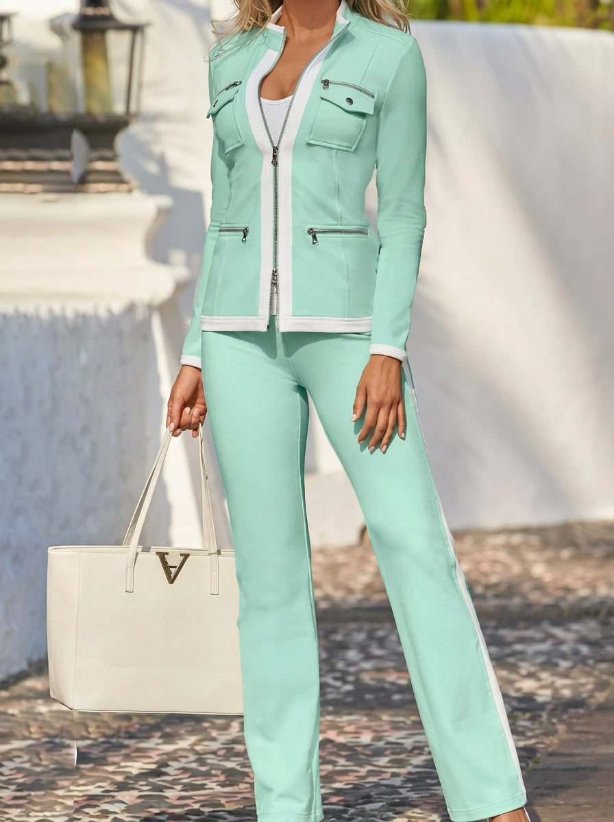 Alessia | Conjunto de chaqueta y pantalón con detalles en contraste